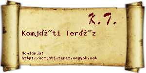 Komjáti Teréz névjegykártya