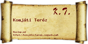 Komjáti Teréz névjegykártya